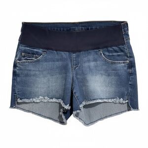 Jessica Simpson Maternity Denim Shorts Medium Blue Stretch Belly Band 3” Inseam